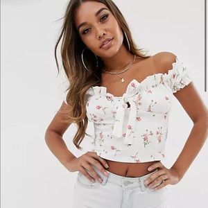 Missguided bardot milkmaid crop top